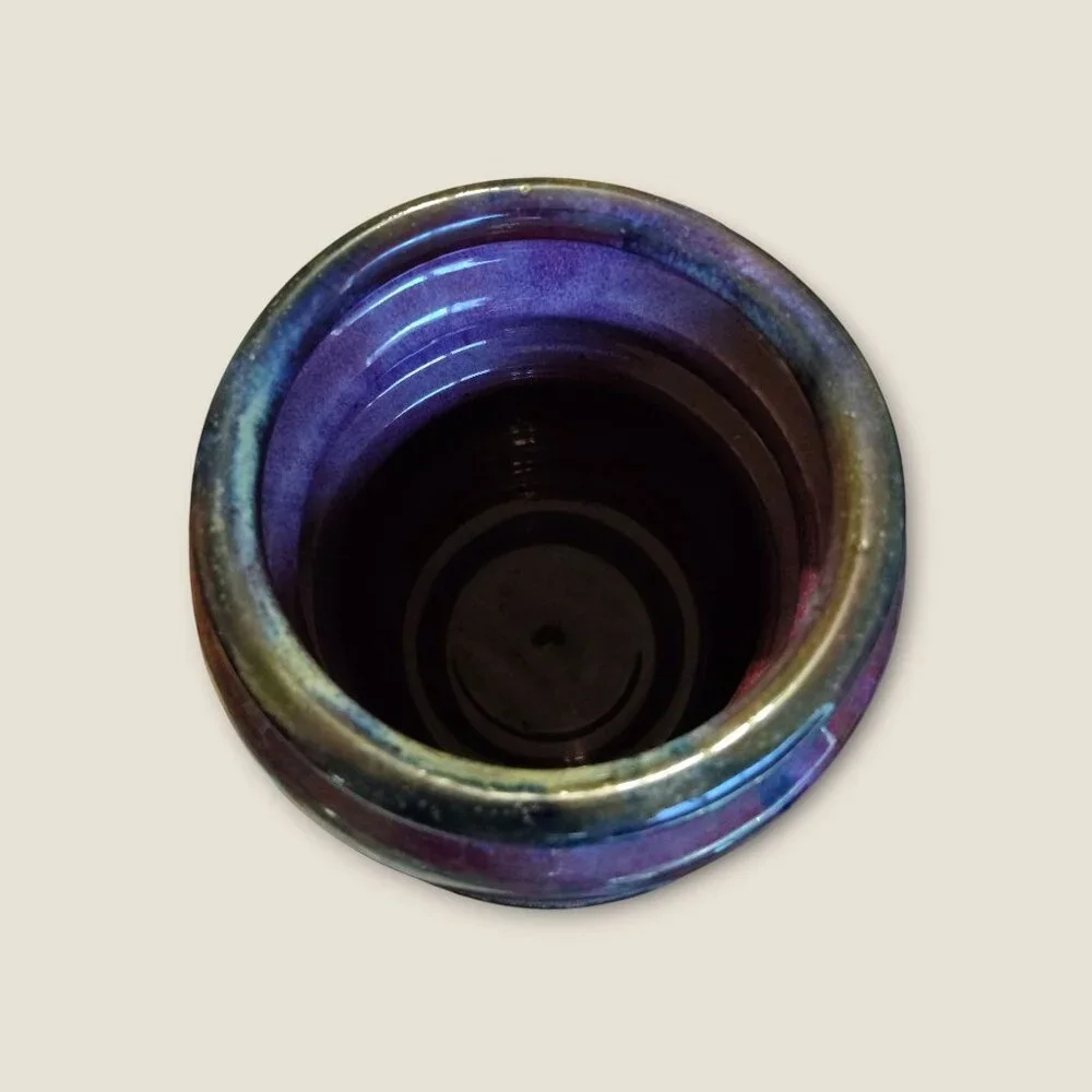 Studio Pottery Vase Signed Wesley 8x8 Multicolor Decorative Handmade Ceramic Art